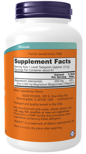 Now Magnesium Bisglycinate Powder 8 oz(227 гр)